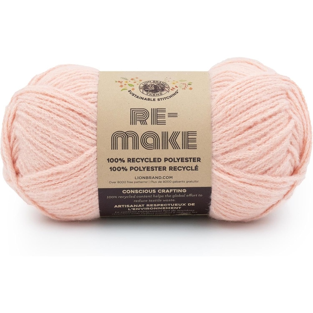 image:imageLion Brand ReMake Yarn Recycled Polyester Yarn for Knitting and Crochet Dusty Lilac 3 PackPale Pink