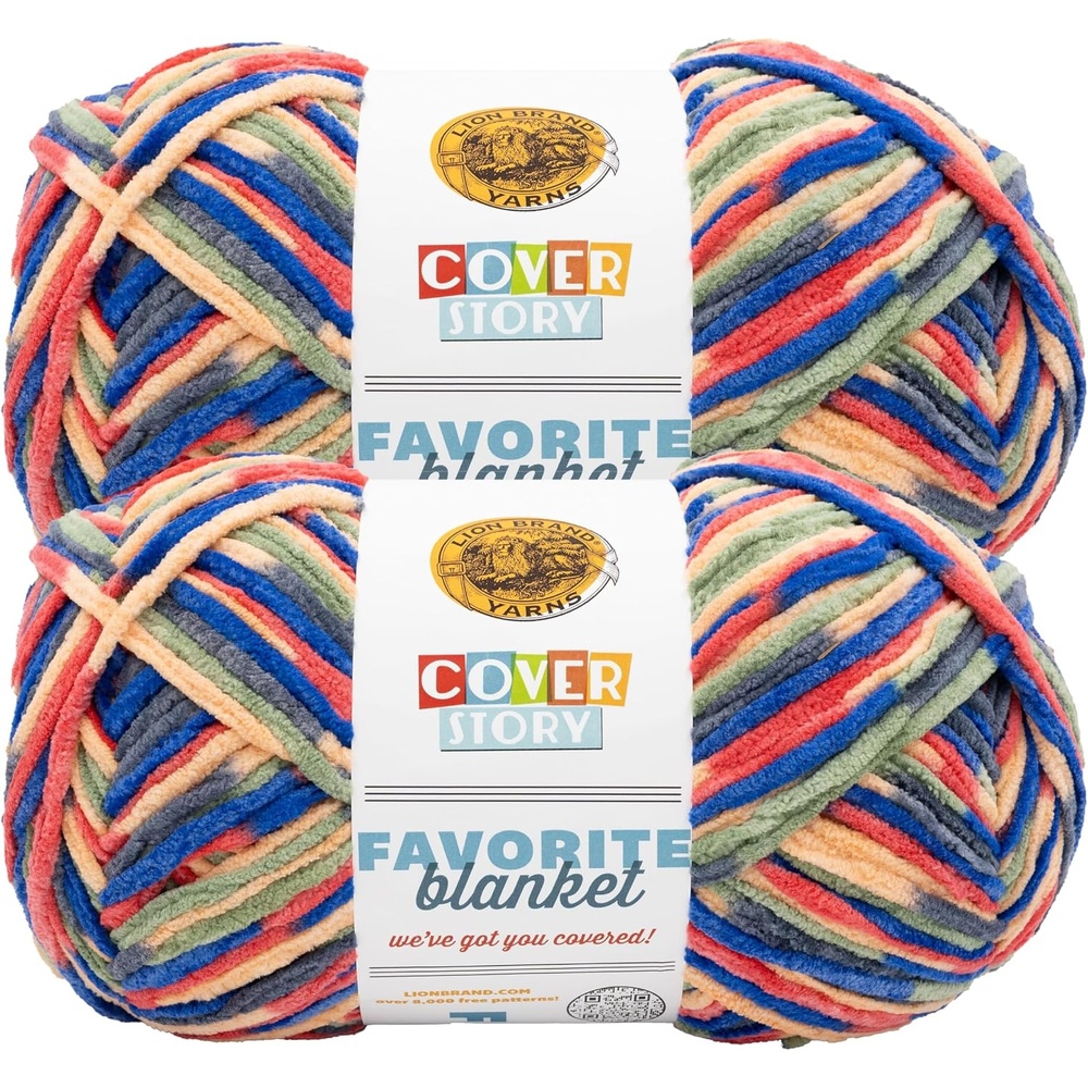 image:imageLion Brand Yarn Cover Story Favorite Blanket Yarn for Knitting and Crochet 223 Yards Lullaby 1 PackClown Car