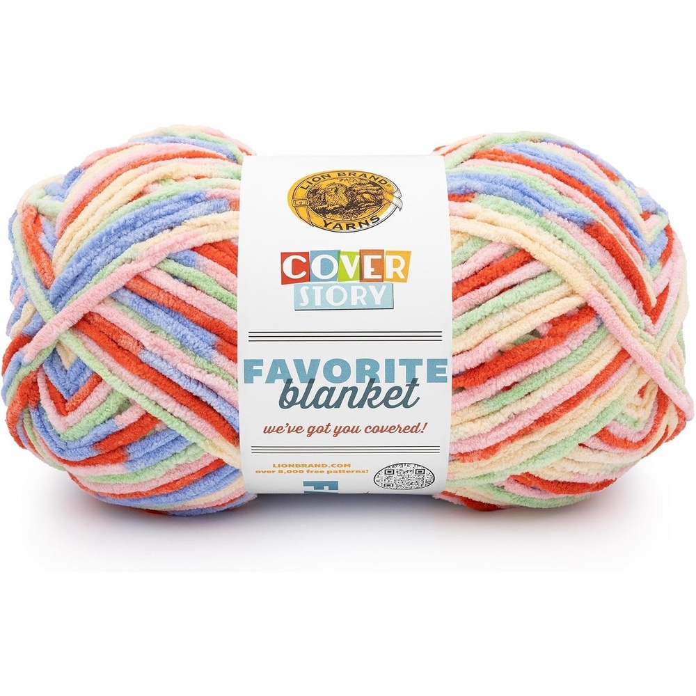 image:imageLion Brand Yarn Cover Story Favorite Blanket Yarn for Knitting and Crochet 223 Yards Lullaby 1 PackMacarons
