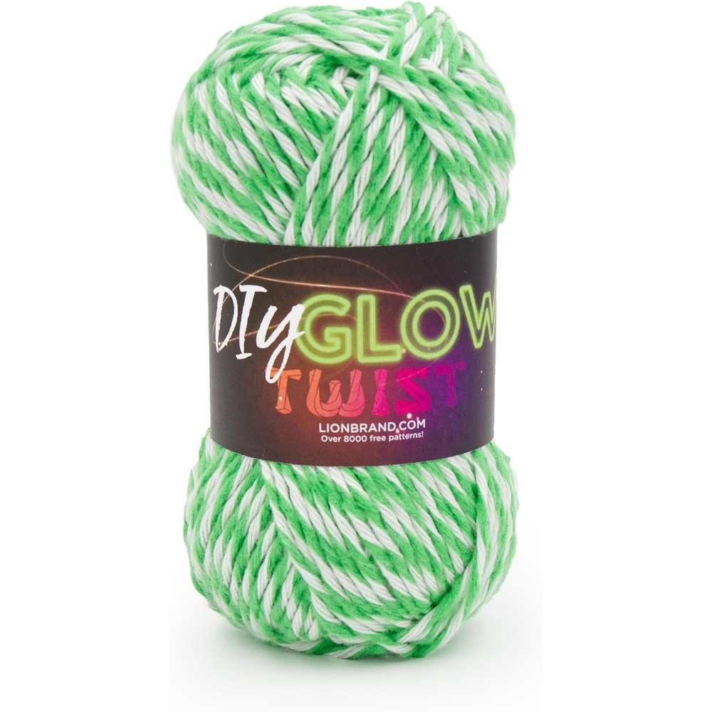 image:imageLion Brand Yarn DIY Glow Twist Yarn for Knitting Crocheting and Crafts Green 1 PackGreen