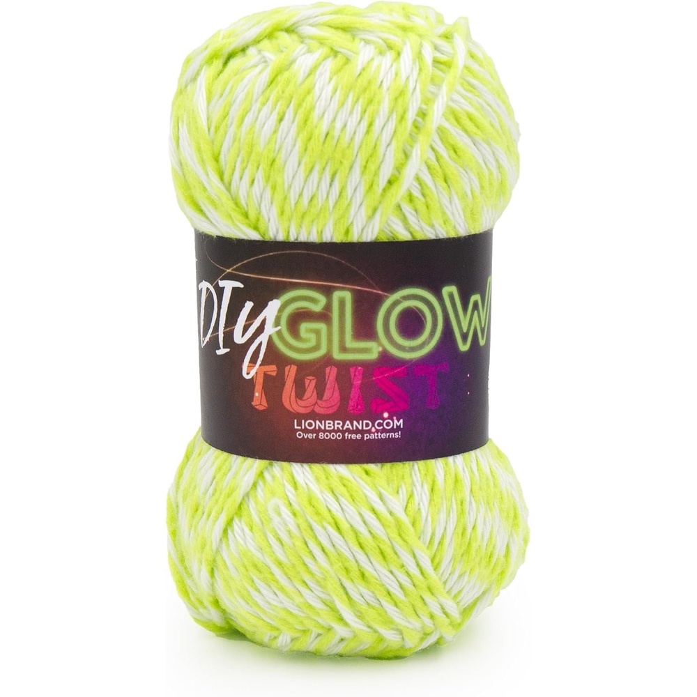 image:imageLion Brand Yarn DIY Glow Twist Yarn for Knitting Crocheting and Crafts Green 1 PackLime Green
