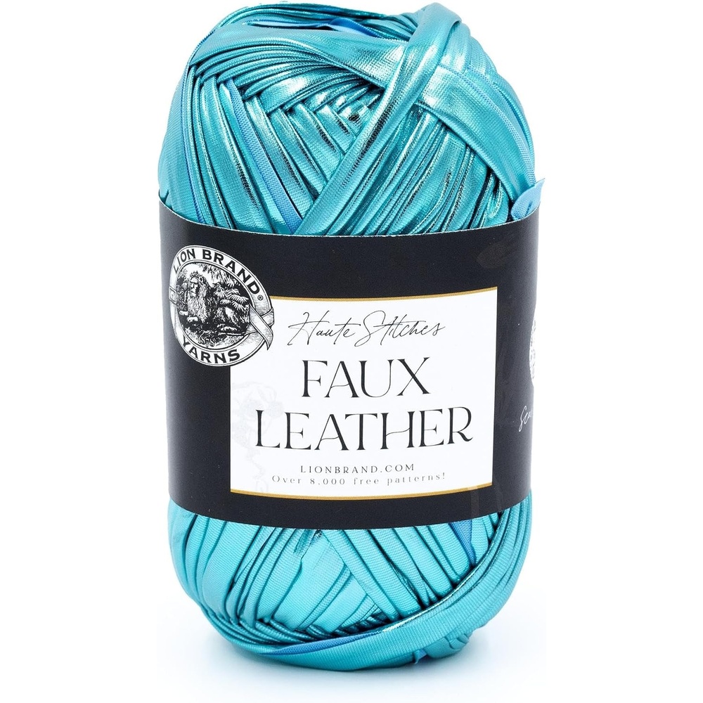 image:imageLion Brand Yarn Faux Leather Fashion Yarn for Knitting and Crochet Bronze 1 PackCaribbean Blue