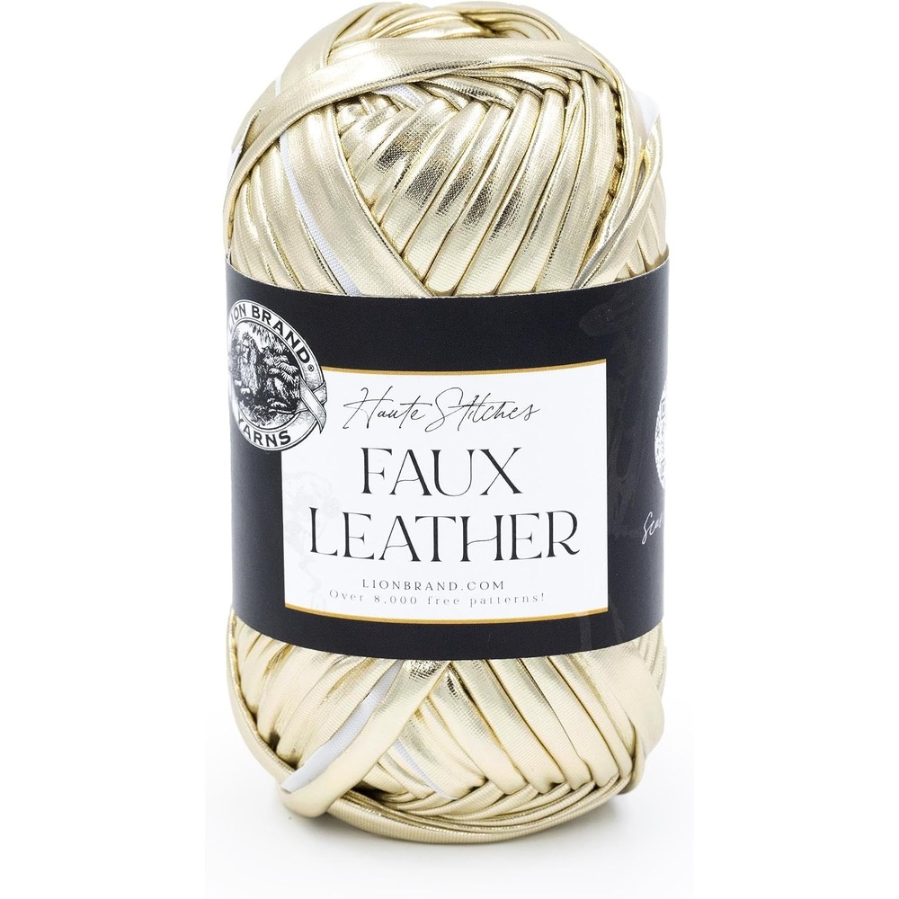image:imageLion Brand Yarn Faux Leather Fashion Yarn for Knitting and Crochet Bronze 1 PackGold