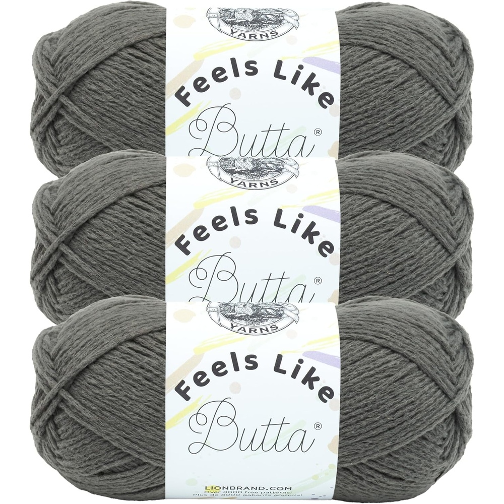 image:imageLion Brand Yarn Feel Like Butta Velvety Soft Yarn for Knitting Crochet and Crafts Charcoal 3 Pack Chenille Like Fiber for Plush Baby Blankets Amigurumi Toys and Worsted Weight Sweaters3 Pack