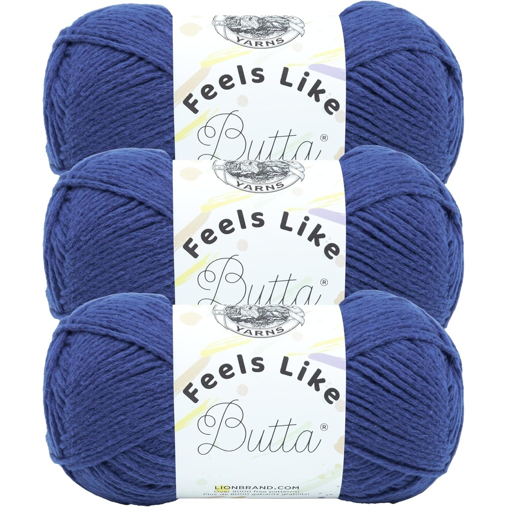 image:imageLion Brand Yarn Feels Like Butta Yarn VelvetySoft Yarn for Crocheting and Knitting 3 Pack Royal Blue