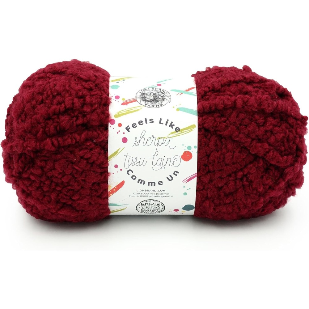 image:imageLion Brand Yarn Feels Like Sherpa Fleece Yarn for Knitting and Crochet Evergreen 1 PackBurgundy