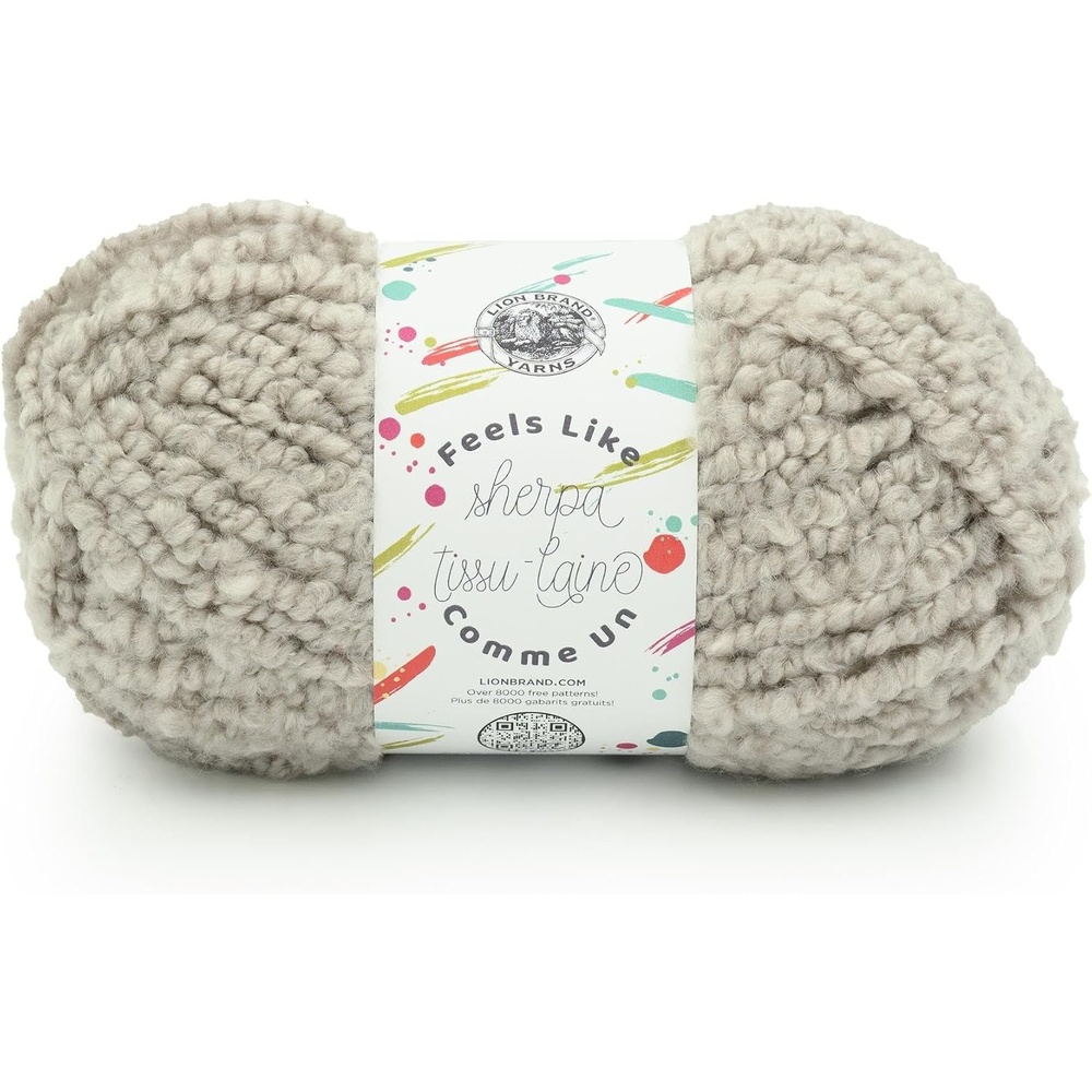 image:imageLion Brand Yarn Feels Like Sherpa Fleece Yarn for Knitting and Crochet Evergreen 1 PackHeather Grey