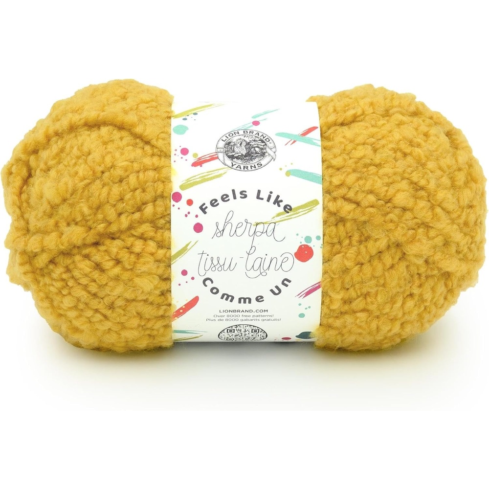 image:imageLion Brand Yarn Feels Like Sherpa Fleece Yarn for Knitting and Crochet Evergreen 1 PackMustard