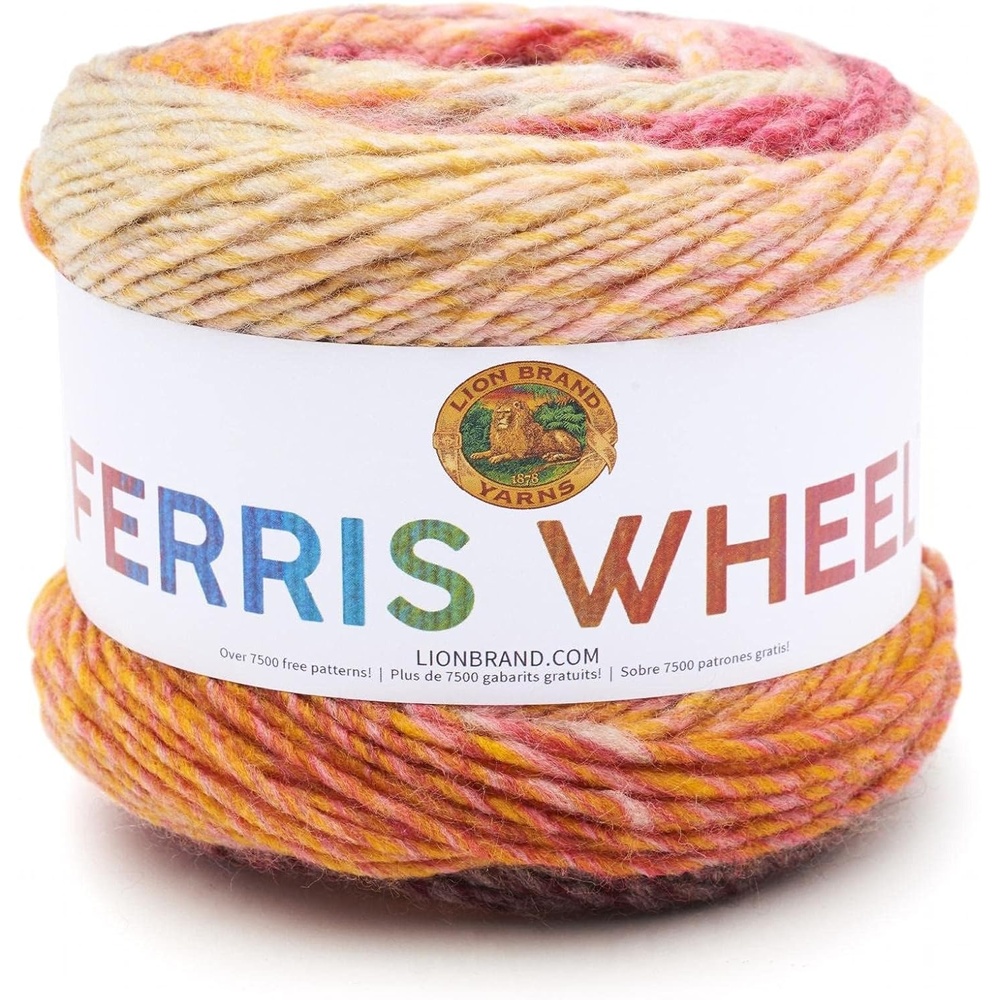 image:imageLion Brand Yarn Ferris Wheel Yarn Roving Multicolor Yarn for Knitting Crocheting and Crafts 3 Pack ButtercupCherry on Top