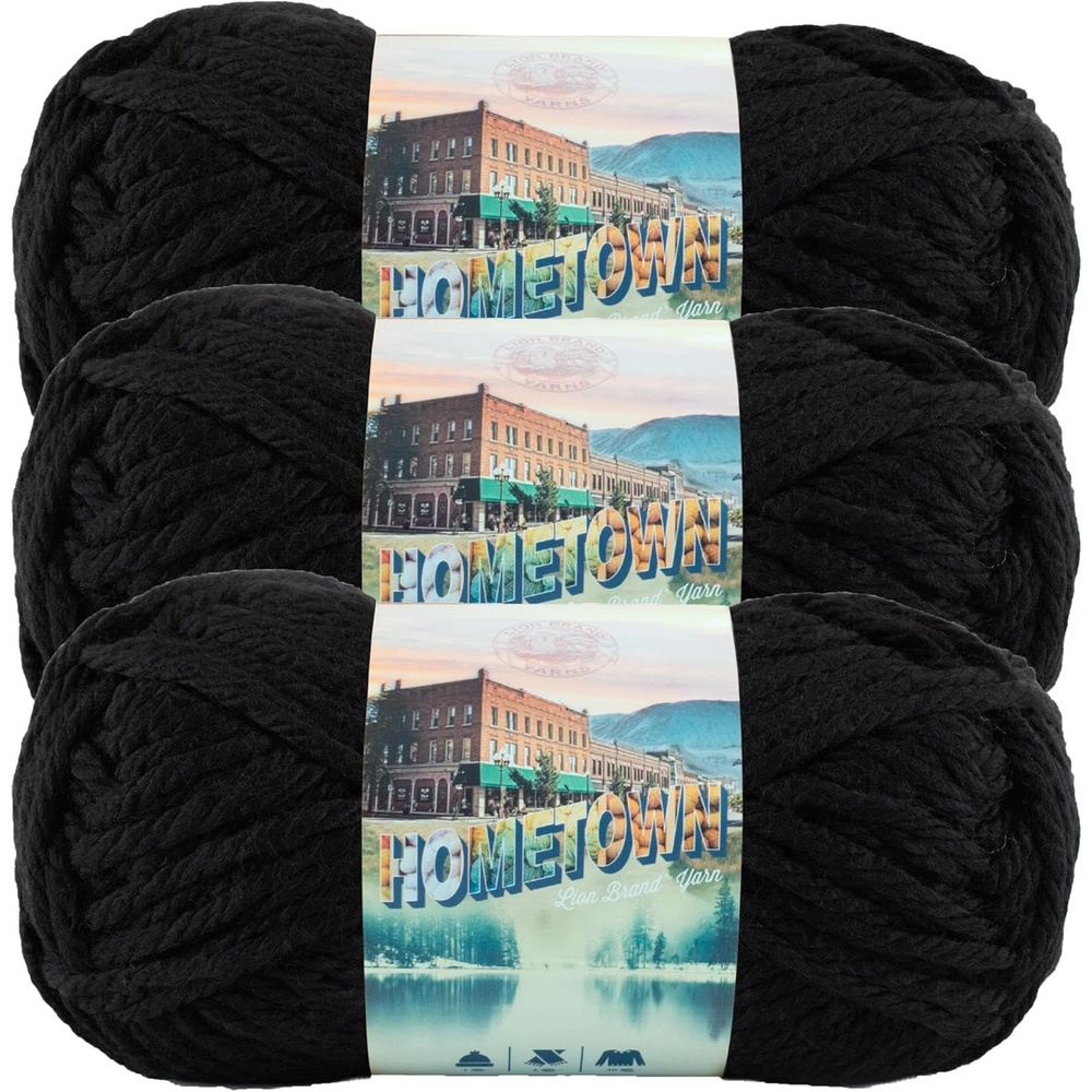 image:imageLion Brand Yarn Hometown Super Bulky Yarn 50 Shades Pack 12 SkeinsOakland Black