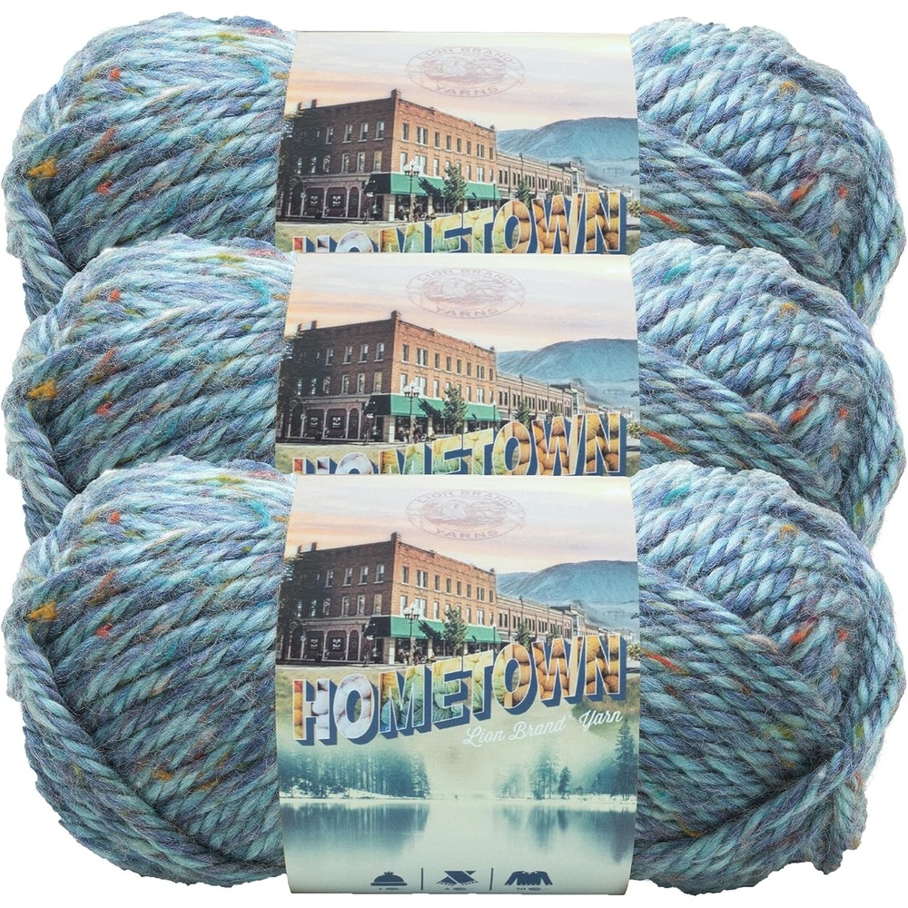 image:imageLion Brand Yarn Hometown Yarn Bulky Yarn Yarn for Knitting and Crocheting 1Pack Anchorage IceKey Largo Tweed
