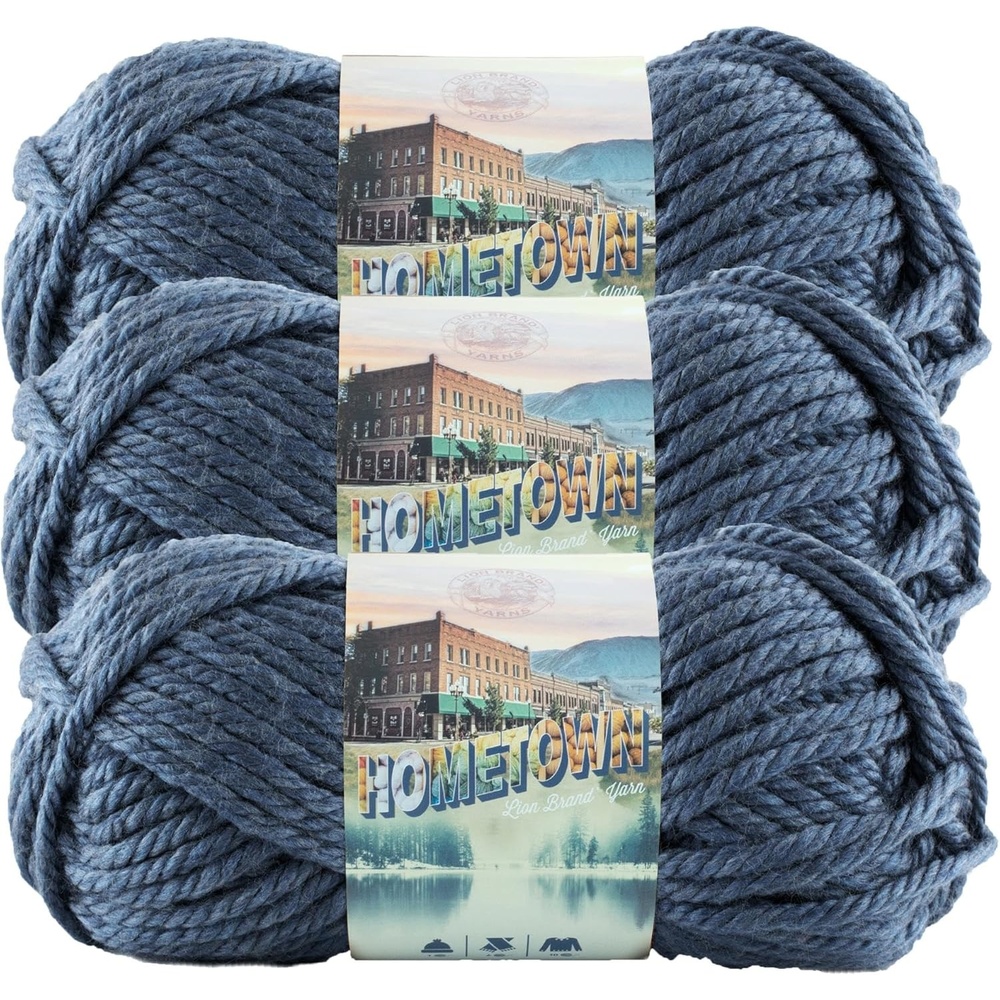 image:imageLion Brand Yarn Hometown Yarn Bulky Yarn Yarn for Knitting and Crocheting 1Pack Anchorage IceWashington Denim