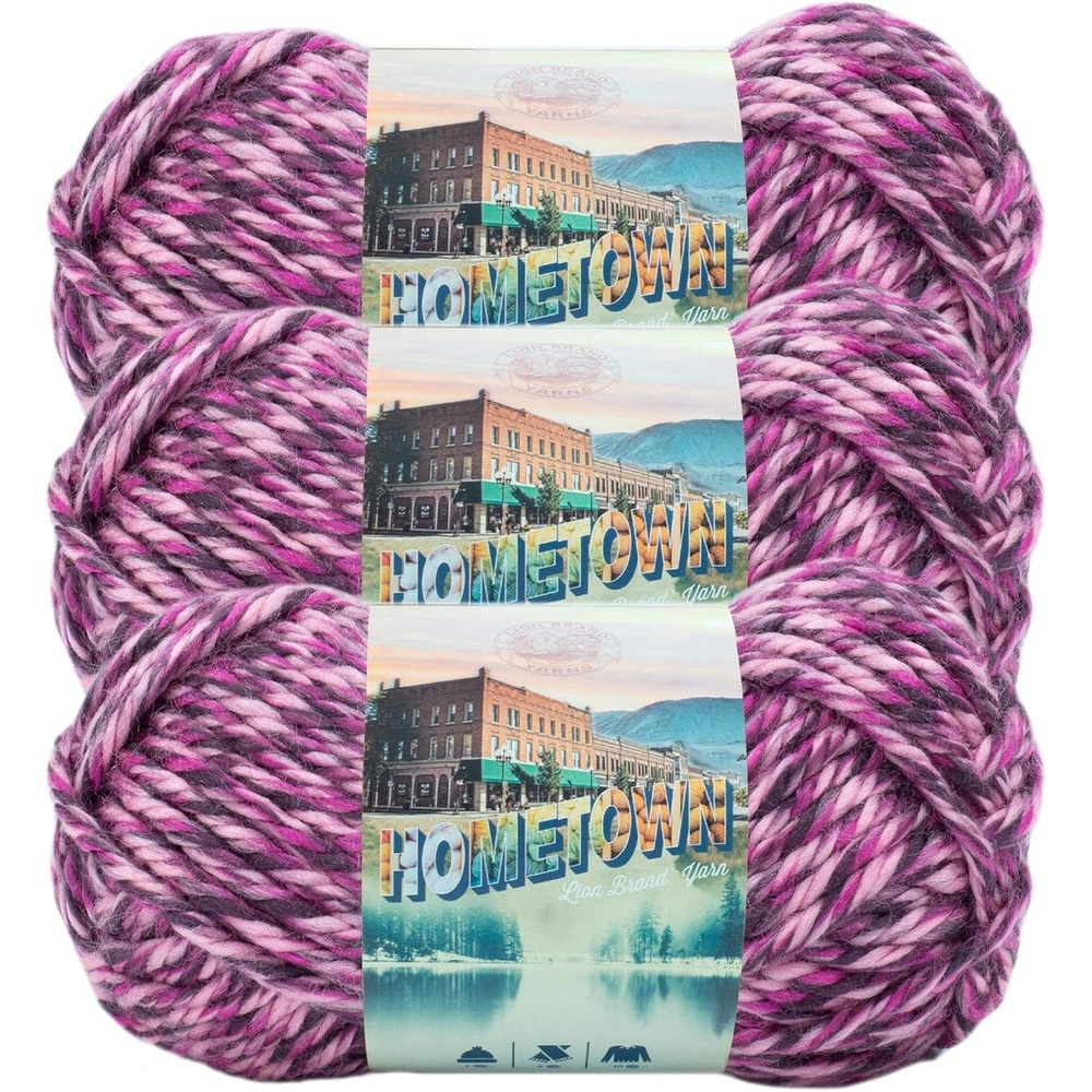 image:imageLion Brand Yarn Hometown Yarn SuperBulky Yarn for Knitting Crocheting and Crafting 1 Pack Cambridge Tweed Super Bulky Acrylic Fiber for Warm Crochet Blankets Knit Winter Hats Chunky Cardigans Soft Scarves WeavingElmore City Dance