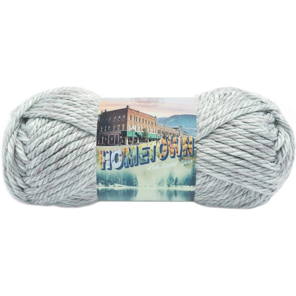 image:imageLion Brand Yarn Hometown Yarn SuperBulky Yarn for Knitting Crocheting and Crafting 1 Pack Cambridge Tweed Super Bulky Acrylic Fiber for Warm Crochet Blankets Knit Winter Hats Chunky Cardigans Soft Scarves WeavingFayetteville Frost