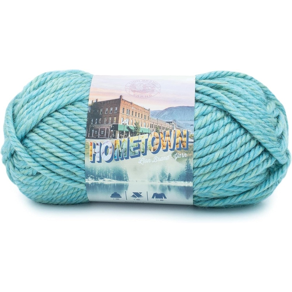 image:imageLion Brand Yarn Hometown Yarn SuperBulky Yarn for Knitting Crocheting and Crafting 1 Pack Reseda Dojo Super Bulky Acrylic Fiber for Warm Crochet Blankets Knit Winter Hats Chunky Cardigans Soft Scarves WeavingReseda Dojo