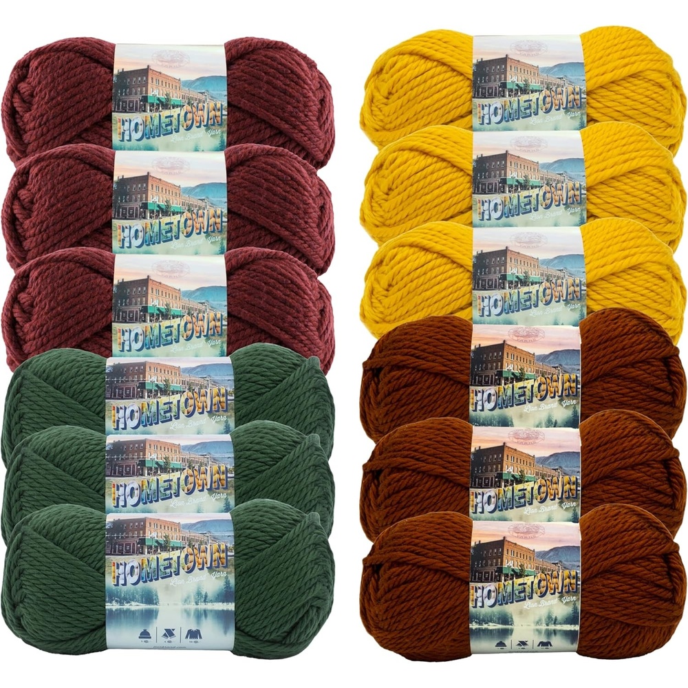 image:imageLion Brand Yarn Hometown Yarn SuperBulky Yarn for Knitting Crocheting and Crafting 1 Pack Reseda Dojo Super Bulky Acrylic Fiber for Warm Crochet Blankets Knit Winter Hats Chunky Cardigans Soft Scarves WeavingCornucopia