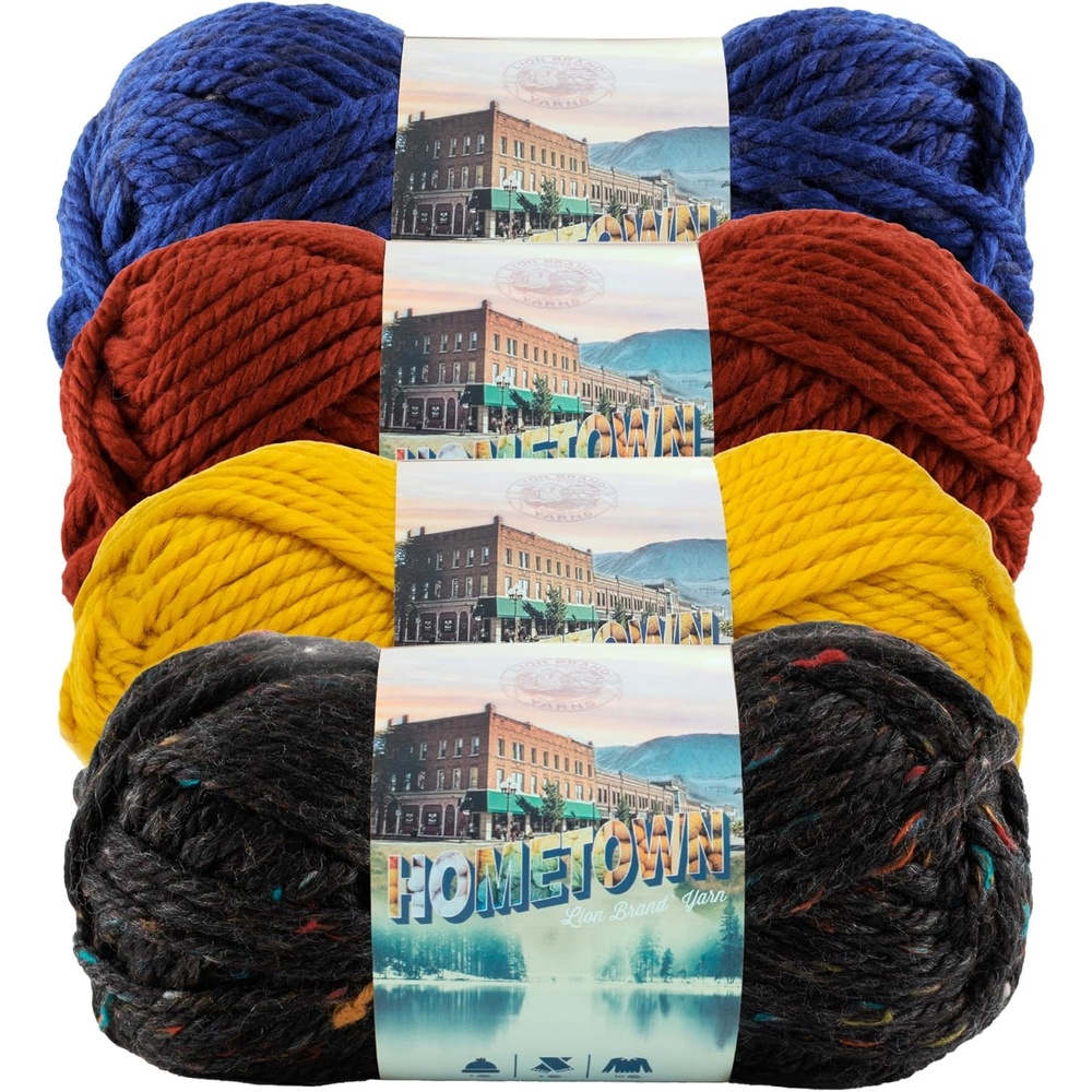 image:imageLion Brand Yarn Hometown Yarn SuperBulky Yarn for Knitting Crocheting and Crafting 1 Pack Reseda Dojo Super Bulky Acrylic Fiber for Warm Crochet Blankets Knit Winter Hats Chunky Cardigans Soft Scarves WeavingArcade