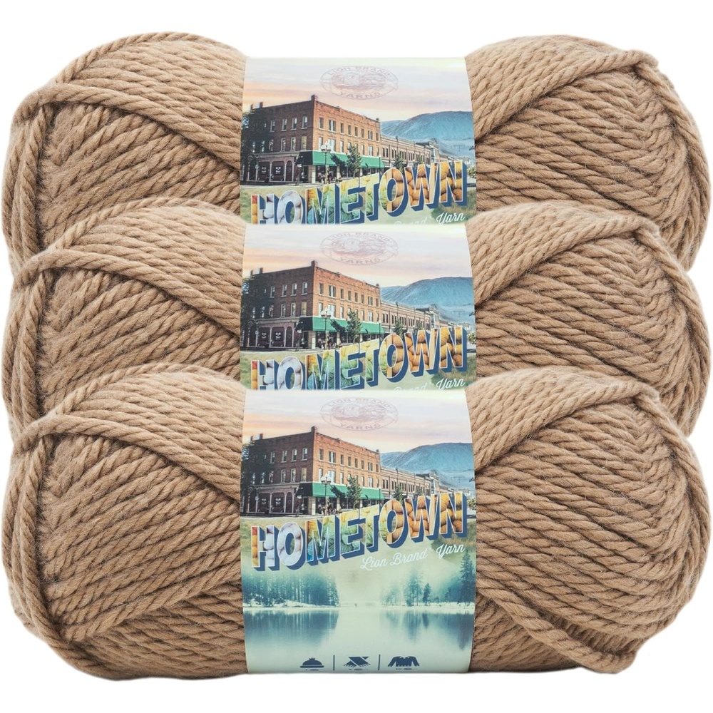image:imageLion Brand Yarn Hometown Yarn SuperBulky Yarn for Knitting Crocheting and Crafting 1 Pack Reseda Dojo Super Bulky Acrylic Fiber for Warm Crochet Blankets Knit Winter Hats Chunky Cardigans Soft Scarves WeavingHoboken Honey
