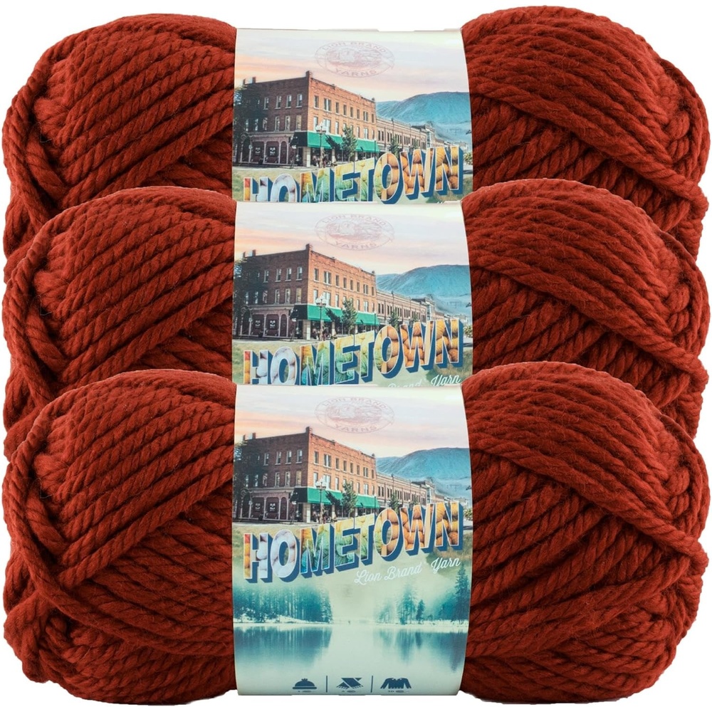 image:imageLion Brand Yarn Hometown Yarn SuperBulky Yarn for Knitting Crocheting and Crafting 1 Pack Reseda Dojo Super Bulky Acrylic Fiber for Warm Crochet Blankets Knit Winter Hats Chunky Cardigans Soft Scarves WeavingTampa Spice