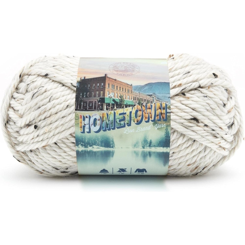 image:imageLion Brand Yarn Hometown Yarn SuperBulky Yarn for Knitting Crocheting and Crafting 1 Pack Reseda Dojo Super Bulky Acrylic Fiber for Warm Crochet Blankets Knit Winter Hats Chunky Cardigans Soft Scarves WeavingAspen Tweed