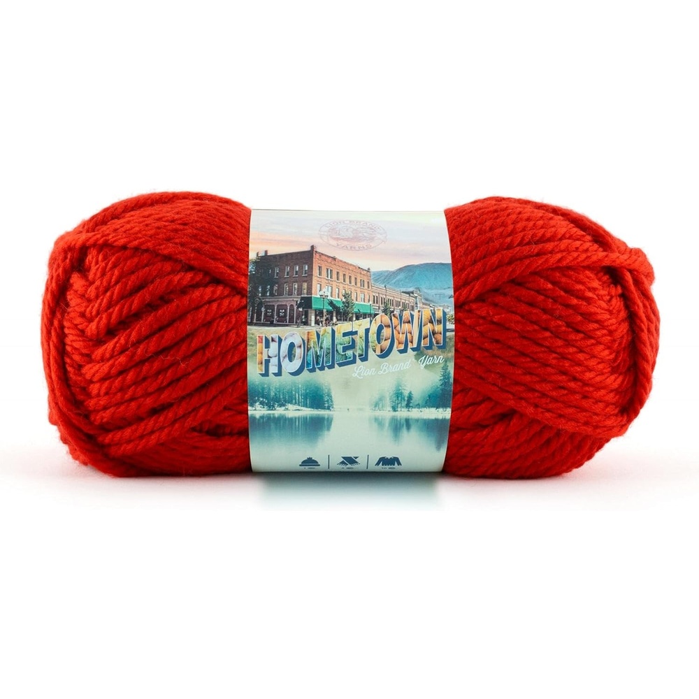 image:imageLion Brand Yarn Hometown Yarn SuperBulky Yarn for Knitting Crocheting and Crafting 3 Pack Syracuse Orange Super Bulky Acrylic Fiber for Warm Crochet Blankets Knit Winter Hats Chunky Cardigans Soft Scarves WeavingCincinnati Red
