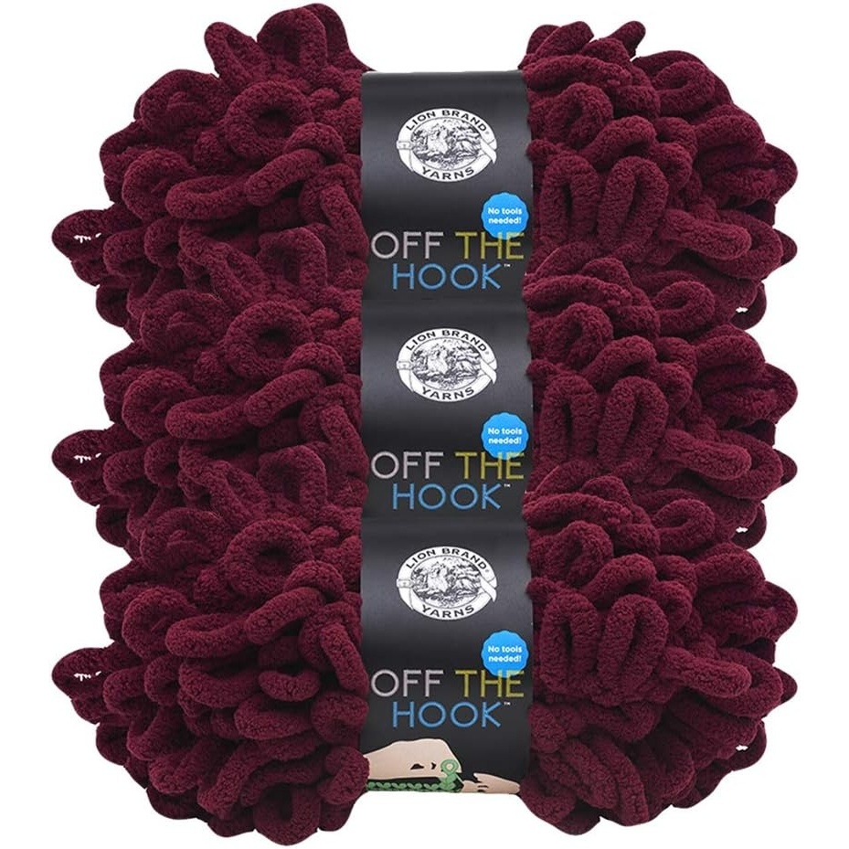 image:imageLion Brand Yarn Off The Hook Yarn Bulky NoNeedle Craft Yarn for Crocheting HandKnitting 3Pack Cherry Bomb