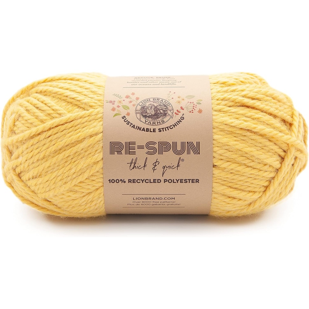 image:imageLion Brand Yarn ReSpun Thick amp Quick Super Bulky Yarn for Knitting Crochet and Crafts Wisteria 1 Pack Soft Fiber for Chunky Blankets Bulky Throws and Cozy SweatersSunshine