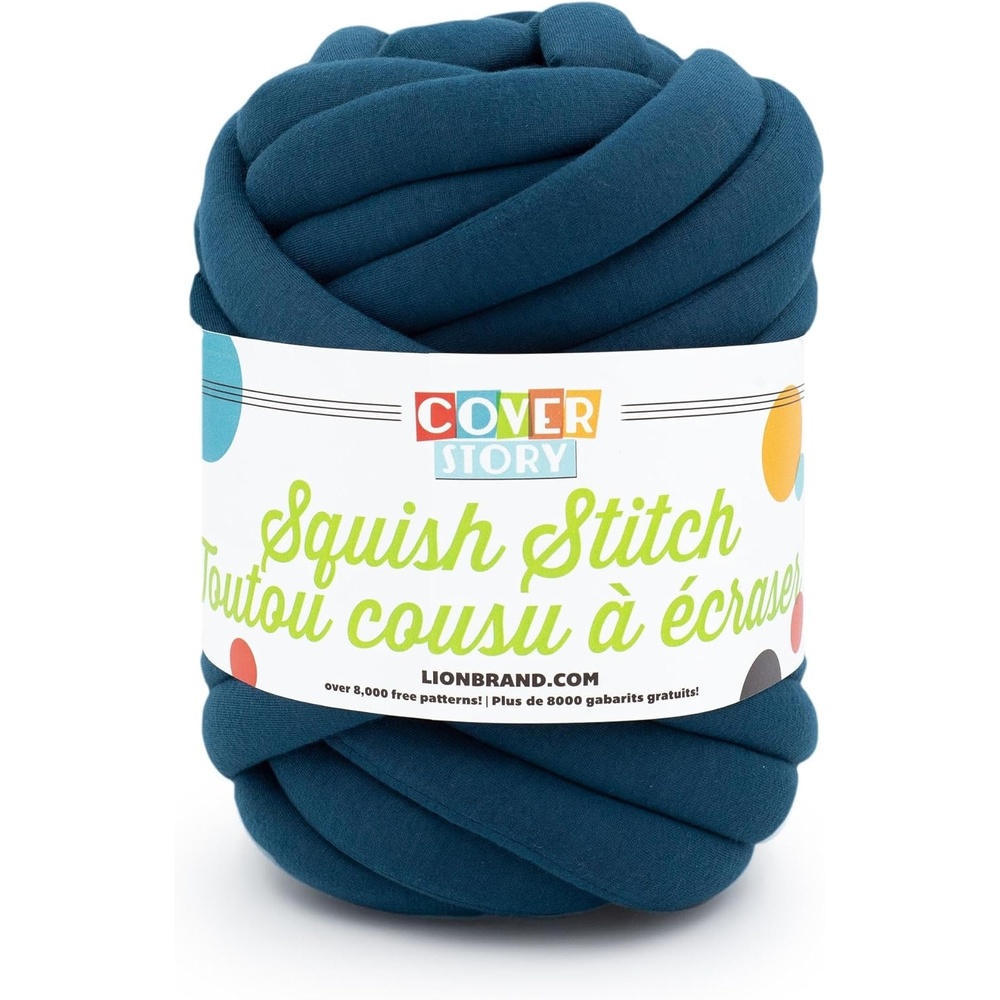 image:imageLion Brand Yarn Super Bulky Blanket Cover Story Squish Stitch Yarn for Knitting and Crochet Navy Peony 1 PackMallard