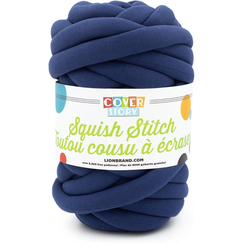 image:imageLion Brand Yarn Super Bulky Blanket Cover Story Squish Stitch Yarn for Knitting and Crochet Navy Peony 1 PackNavy Peony