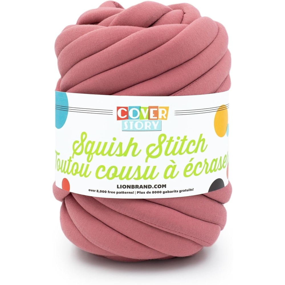 image:imageLion Brand Yarn Super Bulky Blanket Cover Story Squish Stitch Yarn for Knitting and Crochet Navy Peony 1 PackPink Rose