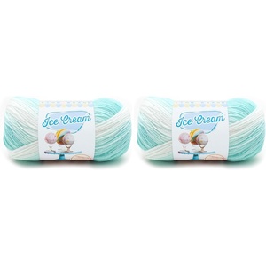(1 Skein) Lion Brand Yarn Ice Cream Baby Yarn, Blueberry(민트)