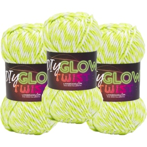 Lion Brand DIY Glow Twist Yarn, Yarn for Knitting, Crocheting, and Crafts, Black, 3 Pack(Lime Green)