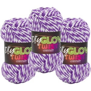 Lion Brand DIY Glow Twist Yarn, Yarn for Knitting, Crocheting, and Crafts, Black, 3 Pack(Purple)