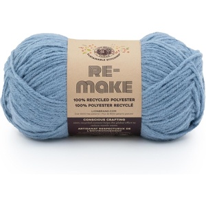 Lion Brand Re-Make Yarn, Recycled Polyester Yarn for Knitting and Crochet, Dusty Lilac, 3 Pack(Azure Blue)