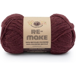 Lion Brand Re-Make Yarn, Recycled Polyester Yarn for Knitting and Crochet, Dusty Lilac, 3 Pack(Burgundy)