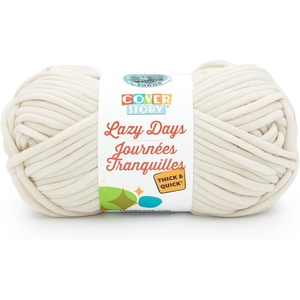 Lion Brand Yarn Cover Story Lazy Days Thick & Quick, Blanket Yarn, Eggplant, 1 Pack(Cream)
