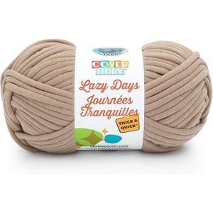 Lion Brand Yarn Cover Story Lazy Days Thick & Quick, Blanket Yarn, Eggplant, 1 Pack(Sandstone)