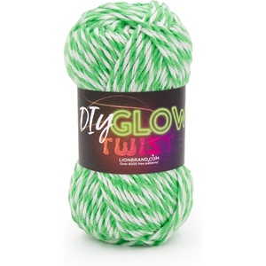 Lion Brand Yarn, DIY Glow Twist Yarn for Knitting, Crocheting, and Crafts, Green, 1 Pack(Green)