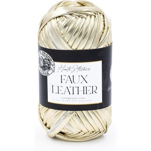 Lion Brand Yarn Faux Leather, Fashion Yarn for Knitting and Crochet, Bronze, 1 Pack(Gold)