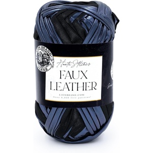 Lion Brand Yarn Faux Leather, Fashion Yarn for Knitting and Crochet, Bronze, 1 Pack(Ink)