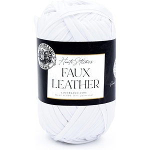 Lion Brand Yarn Faux Leather, Fashion Yarn for Knitting and Crochet, Bronze, 1 Pack(New York White)