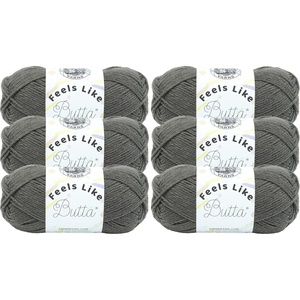 Lion Brand Yarn, Feel Like Butta Velvety Soft Yarn for Knitting, Crochet, and Crafts, Charcoal, 3 Pack, Chenille Like Fiber for Plush Baby Blankets, Amigurumi Toys, and Worsted Weight Sweaters(6 Pack)