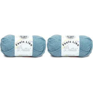 Lion Brand Yarn, Feel Like Butta Velvety Soft Yarn for Knitting, Crochet, and Crafts, Pink, 1 Pack, Chenille Like Fiber for Plush Baby Blankets, Amigurumi Toys, and Worsted Weight Sweaters(더스티 블루)