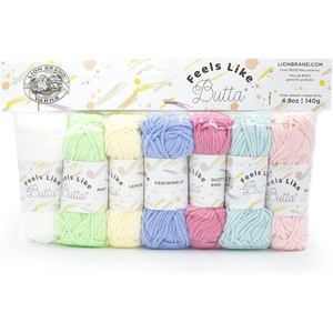 Lion Brand Yarn Feels Like Butta, Soft Yarn for Crocheting and Knitting, 7-Assorted Sample Pack Pastel