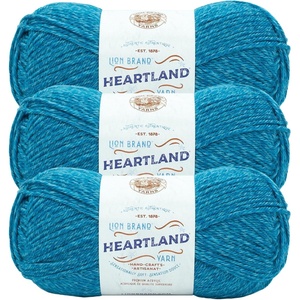 Lion Brand Yarn Heartland Yarn, Worsted-Weight Yarn for Knitting, Crocheting, and Crafting, 3 Pack, Virgin Islands