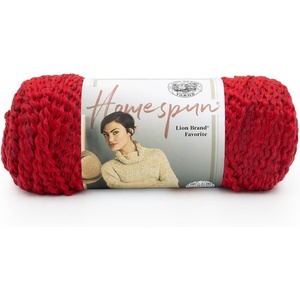 Lion Brand Yarn Homespun Yarn, Soft Bulky Yarn for Knitting, Crocheting, and Crafting, 1 pack, Wildfire(Candy Apple)