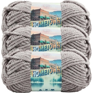 Lion Brand Yarn Hometown Yarn, Super-Bulky Yarn for Knitting, Crocheting, and Crafting, 1 Pack, Cambridge Tweed | Super Bulky Acrylic Fiber for Warm Crochet Blankets, Knit Winter Hats, Chunky Cardigans, Soft Scarves, Weaving(Dallas Grey)