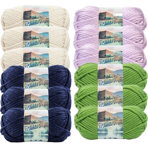 Lion Brand Yarn Hometown Yarn, Super-Bulky Yarn for Knitting, Crocheting, and Crafting, 1 Pack, Reseda Dojo | Super Bulky Acrylic Fiber for Warm Crochet Blankets, Knit Winter Hats, Chunky Cardigans, Soft Scarves, Weaving(Preppy)
