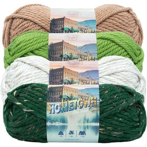 Lion Brand Yarn Hometown Yarn, Super-Bulky Yarn for Knitting, Crocheting, and Crafting, 1 Pack, Reseda Dojo | Super Bulky Acrylic Fiber for Warm Crochet Blankets, Knit Winter Hats, Chunky Cardigans, Soft Scarves, Weaving(Safari)