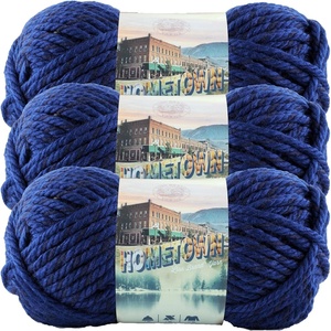 Lion Brand Yarn Hometown Yarn, Super-Bulky Yarn for Knitting, Crocheting, and Crafting, 3 Pack, Syracuse Orange | Super Bulky Acrylic Fiber for Warm Crochet Blankets, Knit Winter Hats, Chunky Cardigans, Soft Scarves, Weaving(Fort Worth Blue)